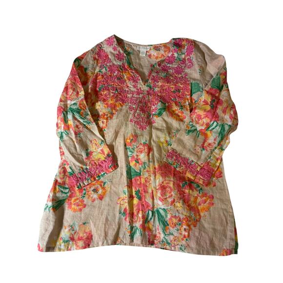 Charter Club large 100% Linen Tunic, embroidered - Picture 5 of 5